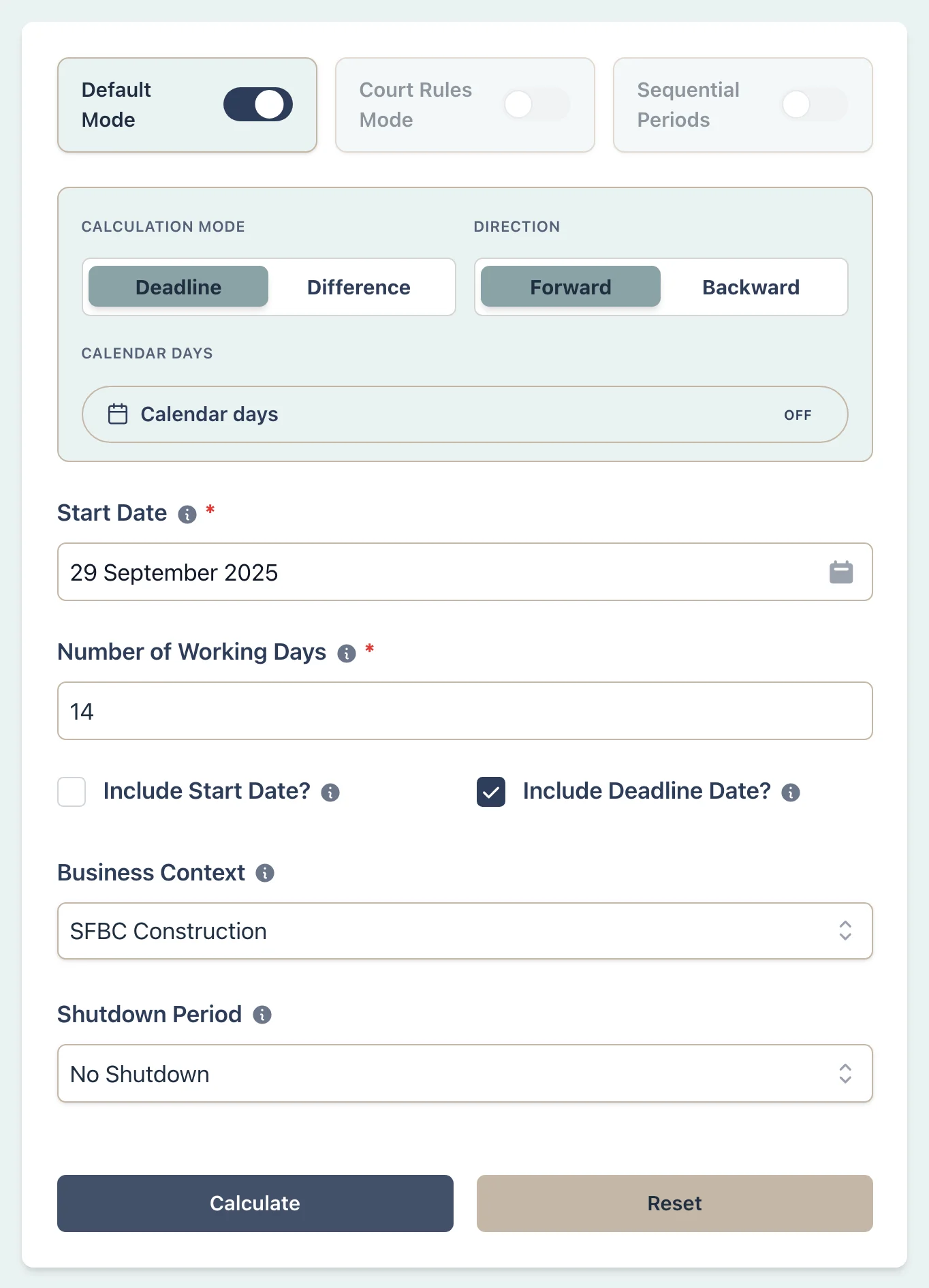 Construction payment response deadline scenario setup
